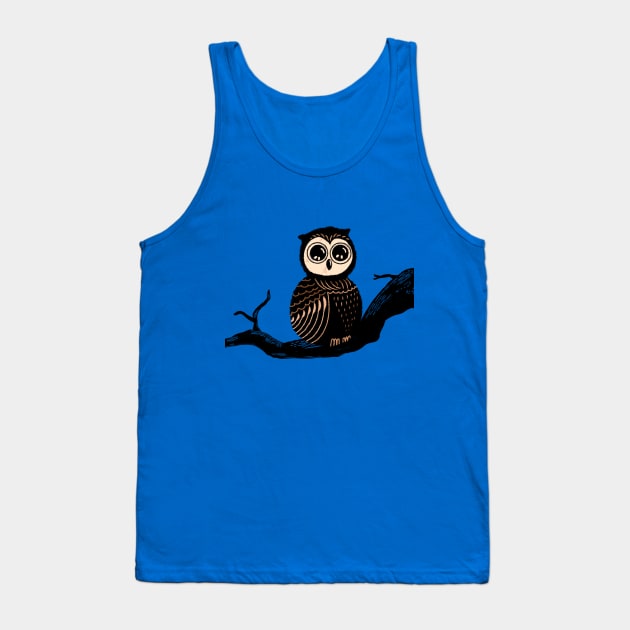 Owl on a tree Tank Top by Chigurena